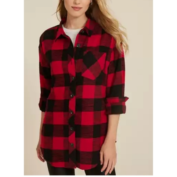 Womend Natural Selection Red and Black Plaid Button-Up Shirt size small - Picture 1 of 5